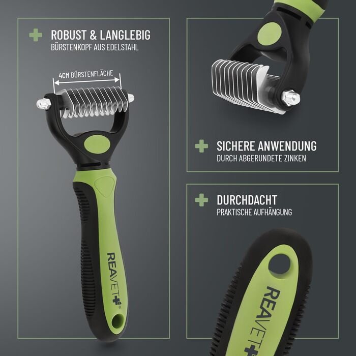 Щітка для собак та котів ReaVET для видалення підшерстя та повсті, масажний ефект, захист верхнього шару шерсті, розмір M-L (також XS-S)