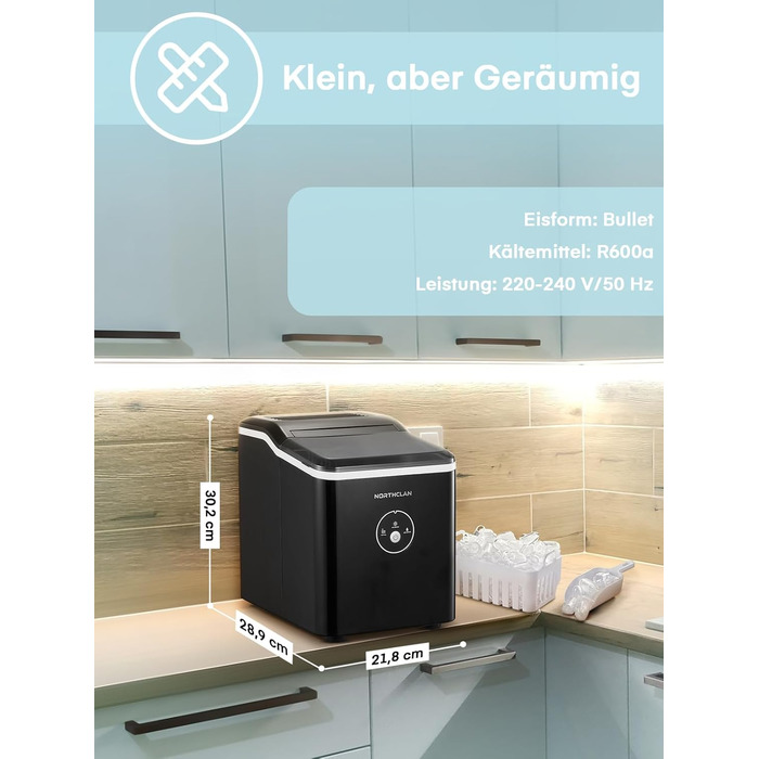 2024 Ice Maker Winner - 14kg Capacity, Fast Ice Production, Quiet Operation, 120W with Scoop & Basket - Compact Ice Maker for Home & Office (Black)