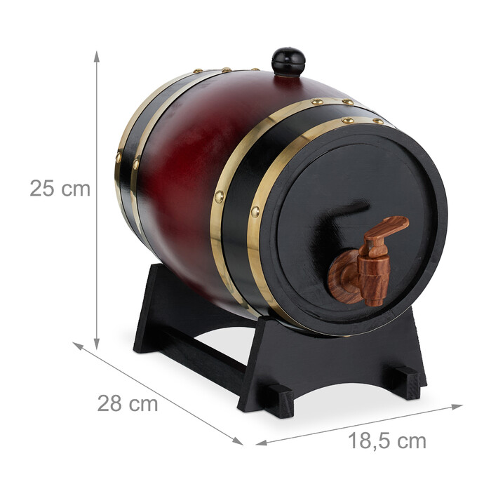 Relaxdays Small Wooden Barrel, 2.2 Liters