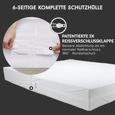 Degrees of Comfort Allergy Cover 90x200 cm Mattress Cover, Waterproof, Dust Mite Cover Anti Dust Mites and Bed Bugs Encasing with Zipper, Comfortable Cotton Surface, Height 13-16 cm
