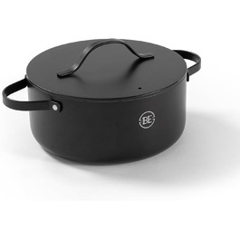 Каструля Be Living Essential з кришкою, 24 см, 4 л, антипригарне покриття Keramik Antihaft, для індукційних плит, без PTFE та PFOA, чорна