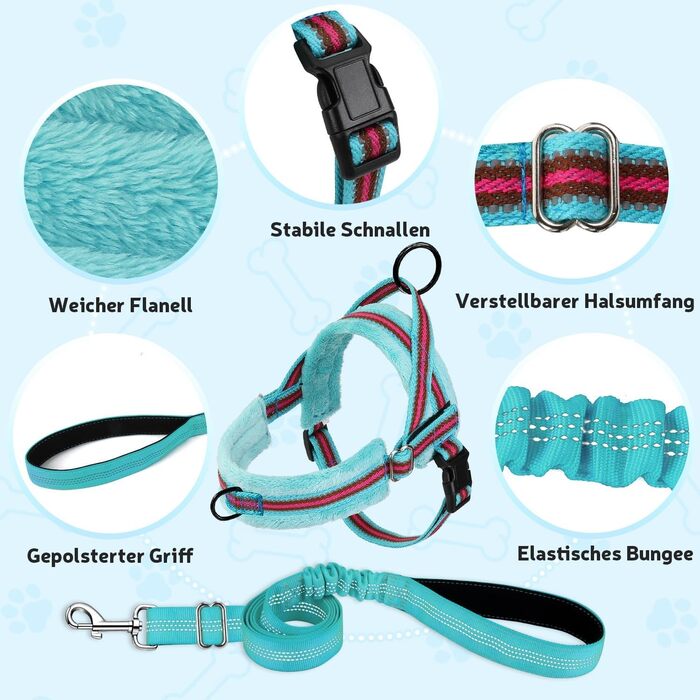 Шлейка для собак SlowTon з повідком, анти-тягуча, регульована, світловідбиваюча, для цуценят, собак середніх та малих порід, зелена (XS, світло-зелена)