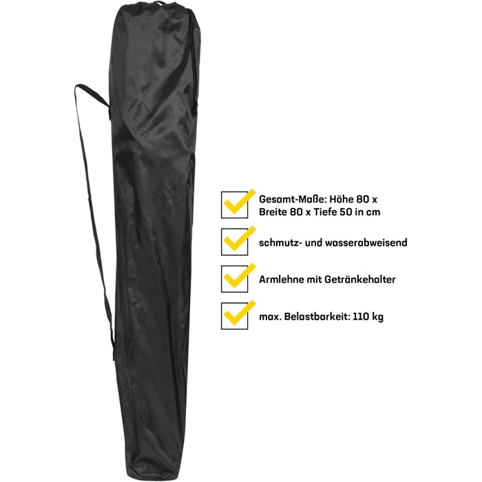 Складний туристичний стілець JELEX Expedition з підлокітниками та тримачем для напоїв, чорний