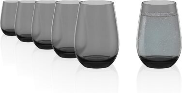 Stölzle Lausitz ELEMENTS Glasses 465ml Smoke Grey I Drinking Glasses 6-Piece Set I Dishwasher-Safe Glass Set I High Impact Resistance I Universal Glasses for Water, Juice, and Whisky