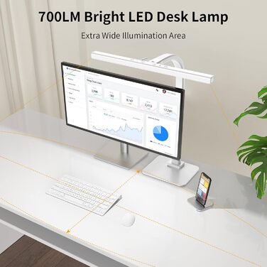 LED лампа настільна EppieBasic з регулюванням яскравості, 12W, для офісу та дому, захист очей, 6 кольорів, автоматичне регулювання білого світла