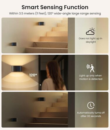 LED-стінна лампа FULEN з датчиком руху, пультом ДУ, 3 кольори, регулювання яскравості, 2 шт.