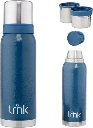 Термос для напоїв TRNK Arktis 2, 1200 мл, нержавіюча сталь, BPA-free, зберігає тепло 32 години, з 2 кришками-чашками, для відпочинку на природі, миється в посудомийній машині (гірське блакитний)