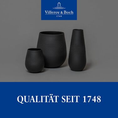Villeroy & Boch Manufacture Noir - Ваза Квадратна No. 3, Чорна Матова, Висока Ваза для Пампасной Травы, Підлогова Ваза, Велика Ваза для Троянд, Декоративна Кераміка, Преміум Порцеляна, Чорний Квадратний, Висока