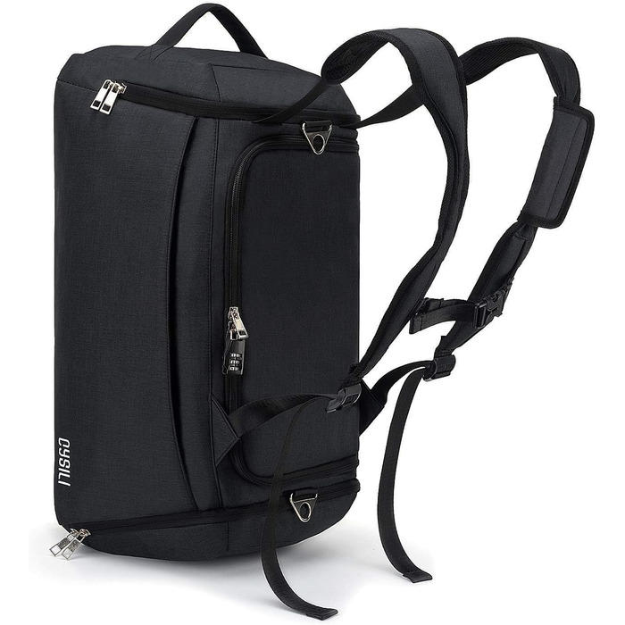 Sports bag with shoe compartment and wet compartment, 42L carry-on bag sports rucksack women men, gym bag travel bag large with shoulder strap and combination lock