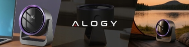 Настільний вентилятор Alogy — портативний обертовий вітряк (настільний/настінний), сріблястий/сірий