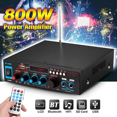 Bluetooth підсилювач 800W для авто і дому HiFi стерео аудіо з MP3/SD/AUX, пульт