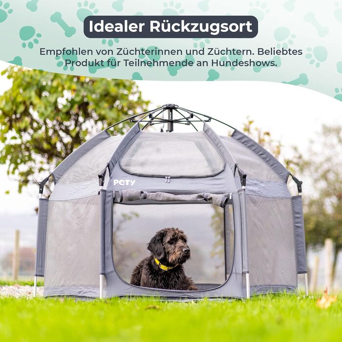 Клітка-вольєр для собак Pety - 150 x 100 см, портативна, з сумкою та кілочками - для відпочинку на природі та вдома, аксесуари для подорожей з собакою - антрацит