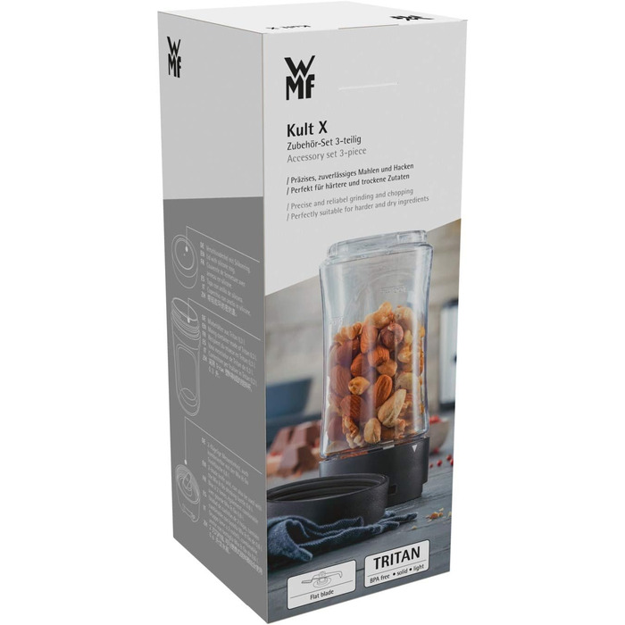 Блендер Kult X Mix & Go Mini - електричний шейкер для смузі, 300 Вт, Tritan, 600 мл, срібно-чорний