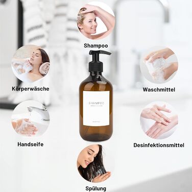 3 диспенсер для мила об'ємом 500 мл з кріпленням на стіну, пластик, для ванної кімнати, з етикетками