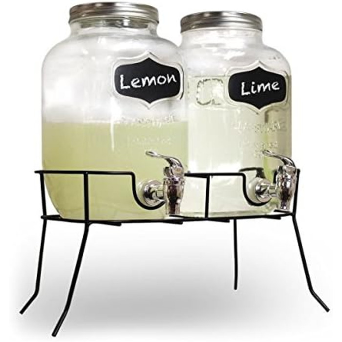 Диспенсер для напоїв DOPPELGETRÄNKE 8 л скляний Mason Jar для вечірок, пікніка, саду, барбекю