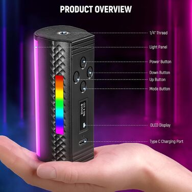 NEEWER LED відеосвітло з магнітним тримачем та штативом, RGB, 2500-8500K, 2500mAh, TL96RGB/TL97C (2 шт.)