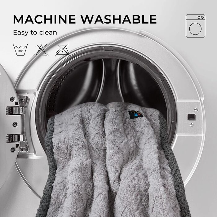 Водонепроникний коврик для собак Luciphia, миючий, для собак, котів, цуценят, м'який флісовий коврик з Sherpa, середнього та великого розміру для ліжка, дивана, софи, (102 * 145cm) (145 * 165cm), сірий в клітинку