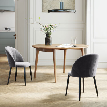 HOMCOM 2-Piece Dining Chairs Kitchen Chair Scandinavian Design Living Room Chair Upholstered Chair Office Chair Velvet Metal Gray 52x54x79cm | Aosom