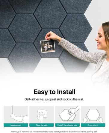 Акустичні гексагональні панелі Soundsbay, звукопоглинаючі стінові плити з пінопласту високої щільності для офісу та студії, темно-сірі, 30.5 x 25.4 x 1 см, 18 шт.