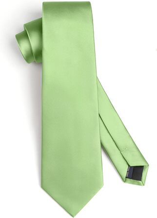HISDERN Комплект краваток для чоловіків: краватка, нагрудна хустинка та краватки-кліпса. Класичний однотонний дизайн, світло-зелений, для святкових заходів та весіль.