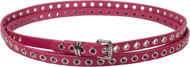 Жіночий пояс-корсет з прорізними заклепками та срібною пряжкою, ширина 1,5 см, рожевий