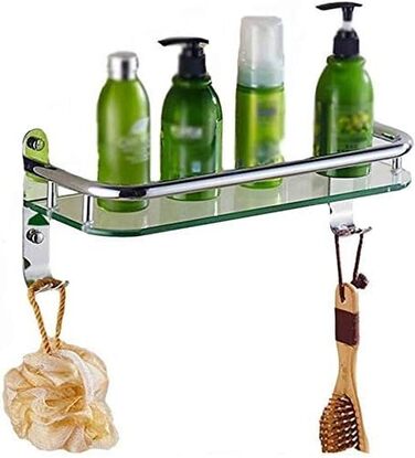 WDSOPK Bathroom Shelf 304 Stainless Steel Glass Shelf Bathroom Shelves Bathroom Wall Shelf (400mm)
