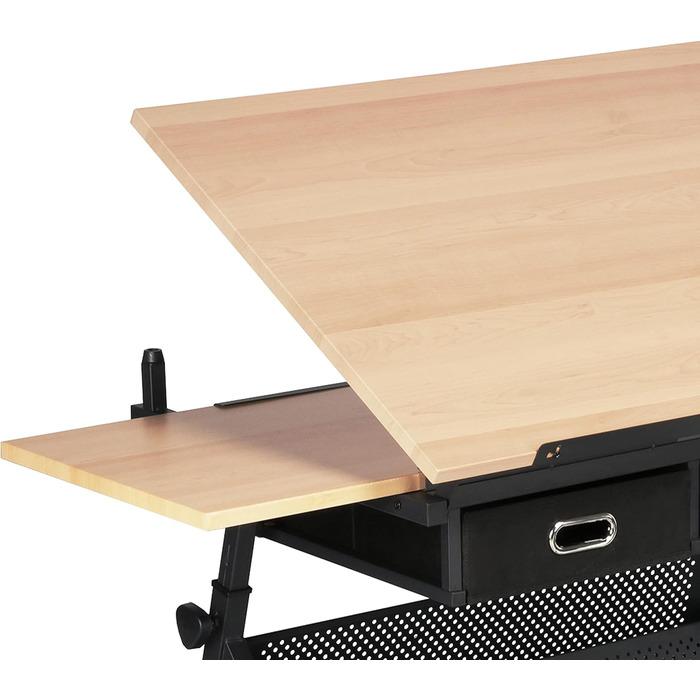 Yaheetech Adjustable Drafting Table with Stool and Drawers - Height Adjustable Desk for Architects, Technicians, and Students - Wood Finish