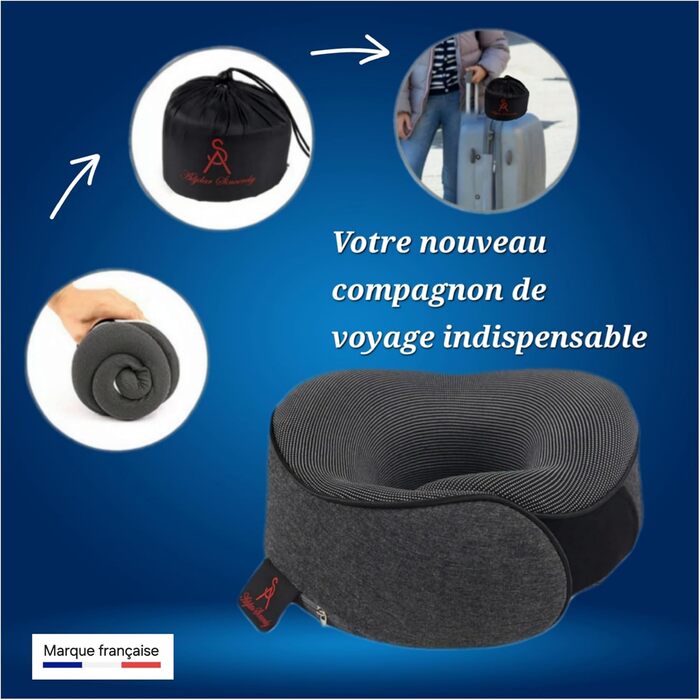 Подушка для шиї у літак, з Memory Foam, для дорослих, регульована, компактна, ергономічна – сірий графіт