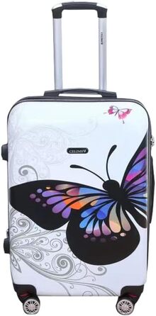 Polycarbonate Suitcase | Medium-Sized Suitcase | 20kg Suitcase | Medium-Sized Suitcase with 4 Wheels | Medium-Sized Suitcase | Rose Gold (Middle 65cm, White)