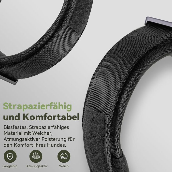 Тактичне об'ємне нашийник для собак з ручкою, водонепроникний Airtag нашийник, товстий регульований нашийник для собак з м'якою підкладкою, металева застібка для середніх та великих собак (L(18'-23')), L(18'-23'), (Чорний, XL(24'-28'))