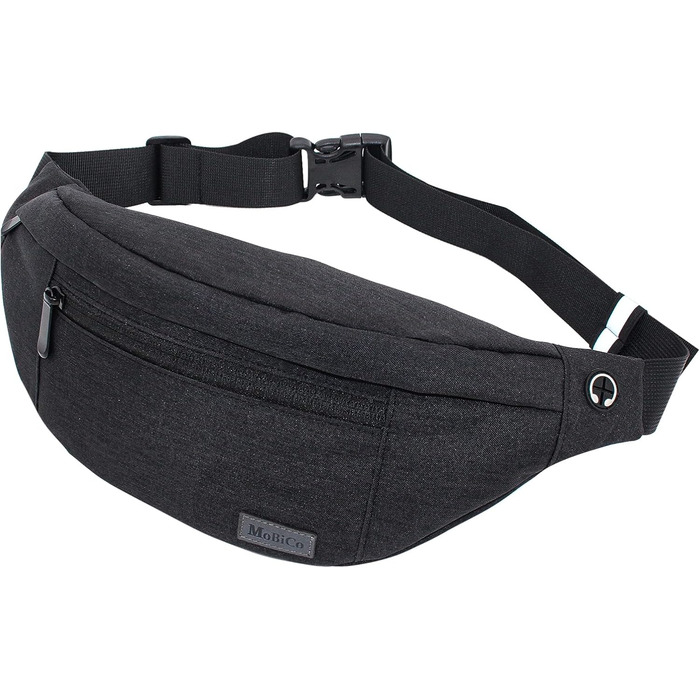 Чоловіча/жіноча поясна сумка-рюкзак на пояс, водонепроникна, для спорту, бігу, кемпінгу, подорожей (чорна)