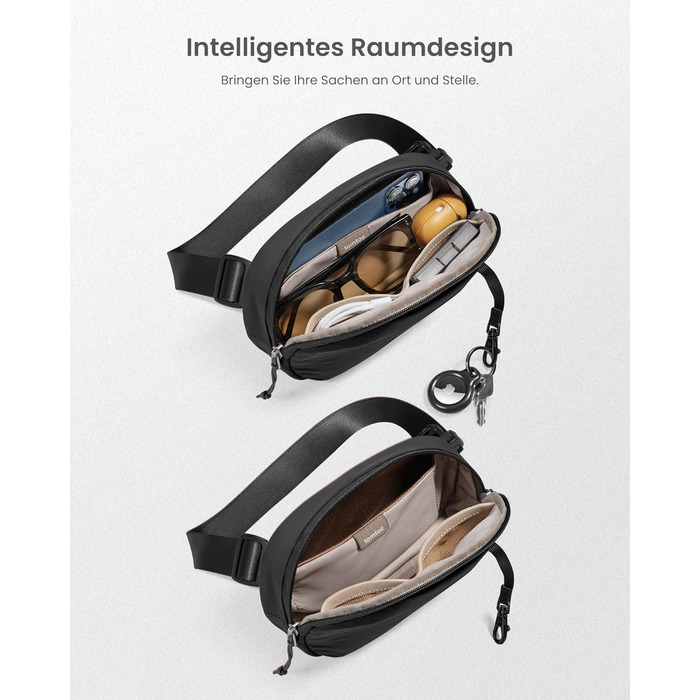 tomtoc жіноча поясна сумка-слінг з RFID захистом, 1.5 л, для подорожей, повсякденного використання, фестивалів, спорту, хайкінгу, зелена (чорна)