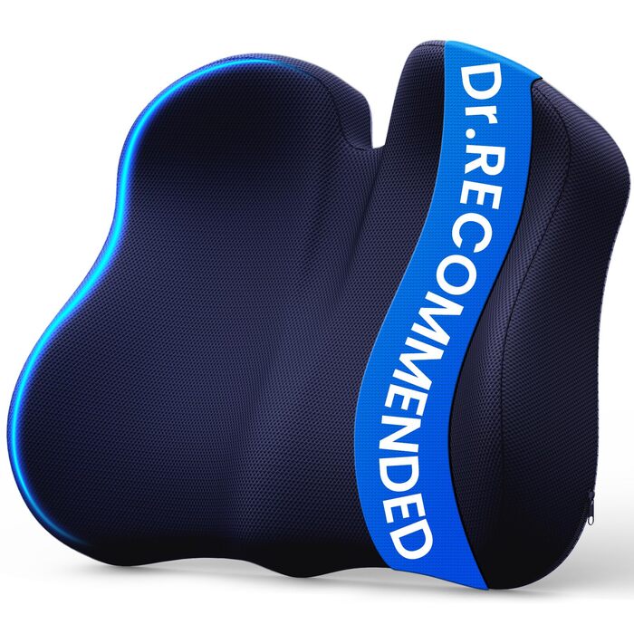 Подушка для сидіння з Memory Foam для куприкового болю, ергономічна подушка Coccyx для офісу, дому, авто та інвалідного візка. Нековзна основа, блакитна.