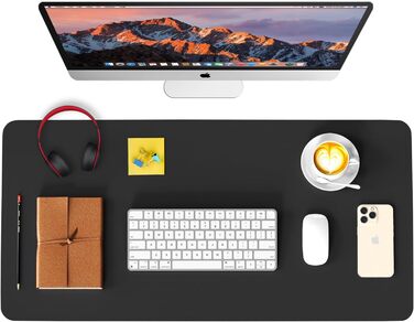 Килимок на стіл Wayber з екошкіри, 80 x 40 см, чорний - вологостійкий, для офісу та дому