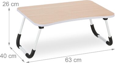 Столик для ноутбука Relaxdays на ліжко/диван, 26 x 63 x 40 см, розкладний, MDF, метал, натуральний колір