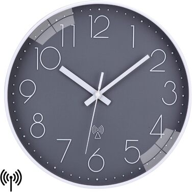 NESIFEE Funkuhr Wall Clock No Ticking Silent Wall Clock Easy to Read Clock for Kitchen Living Room Radio Wall Clock Large 30 cm Living Room Clock Radio Clock Wall Clock Modern Wall Clocks Radio Clock Silent No Ticking