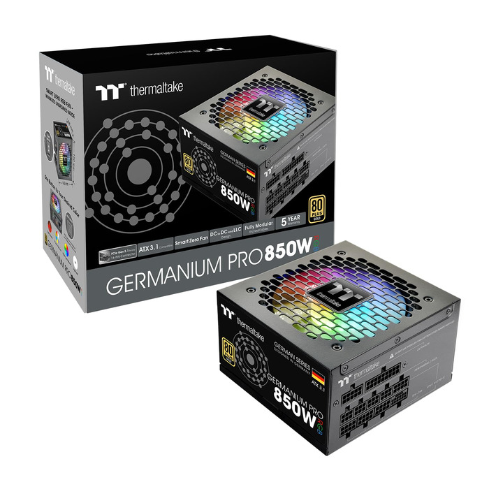 Блок живлення Thermaltake Hamburg Germanium Pro 850W, ATX 3.1, PCIe 5.1, 80 Plus White, низький рівень шуму