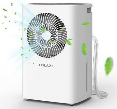 COLAZE 12L/24h Dehumidifier - Electric Dehumidifier Suitable for Room Sizes 120m³ (30m²) - Dehumidifier with Automatic Defrost & Water Level Warning - Room Dehumidifier Under 36dB for Apartment, Basement