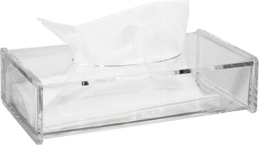 Fantasia 1222 Cosmetic Tissue Box, Acrylic, Empty, Flip-Top Lid, Dimensions: 26 x 13.5 x 5.5 cm