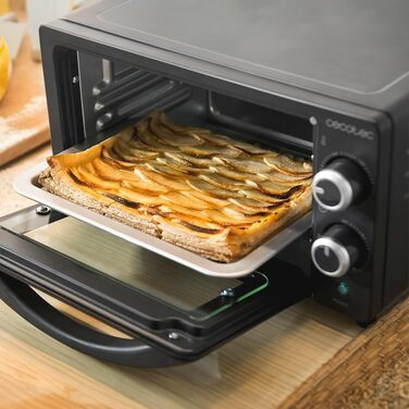 Електрична піч Cecotec Bake&Toast 1090 Black, 10 л, 1000 Вт, таймер 60 хв, регулювання температури до 230ºC, деко, решітка-гриль та щипці з ручкою