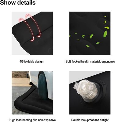 Надувний матрац для авто Vinteky з електричним насосом, 180x145 см, чорний (для кемпінгу, подорожей, SUV, універсальний)