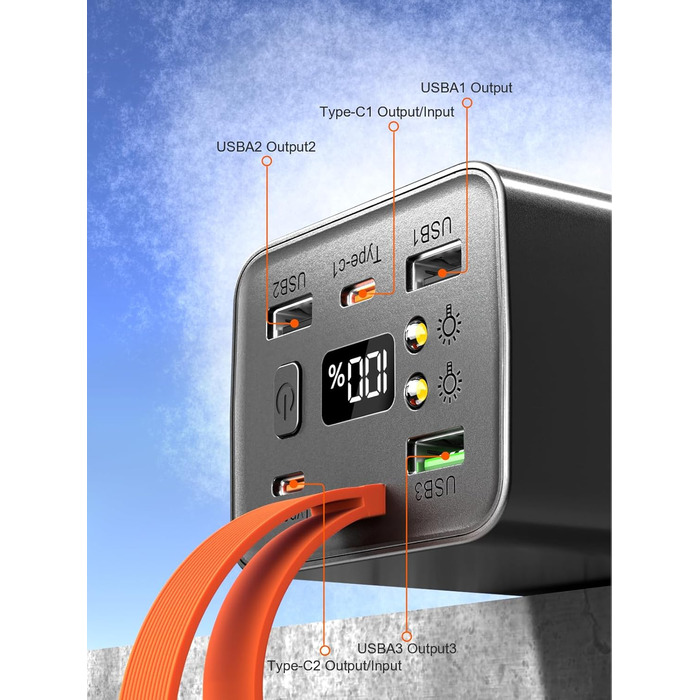 Портативний зарядний пристрій для ноутбука 140W, 70000mAh, USB-C PD 3.0, цифровий дисплей, сумісний з iPhone, Galaxy, MacBook, Dell