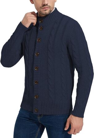 Чоловічий в'язаний кардиган NITAGUT, стильний зимовий, лаконічний, теплий, темно-синій