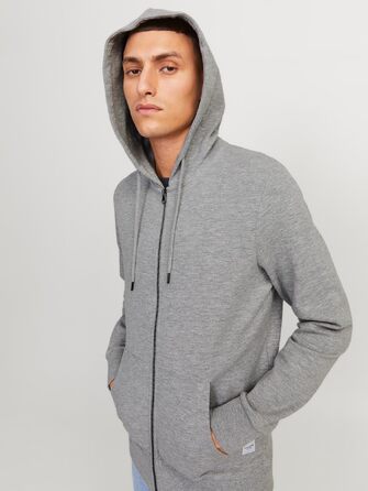 Чоловіча худі Jack & Jones однотонна з капюшоном, світло-сіра (розмір M)