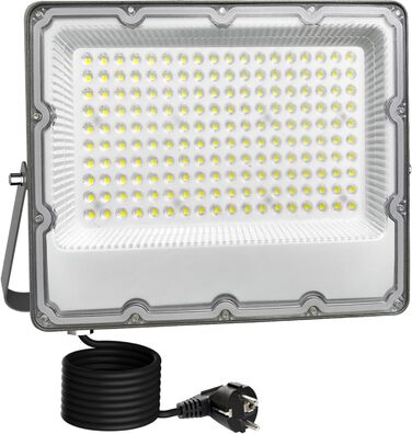 2 шт. LED прожектори для вулиці 100Вт, суперяскраві 8910Лм, холодне світло 6500K, IP66 водонепроникні, з євровилкою, для безпеки, двору, саду