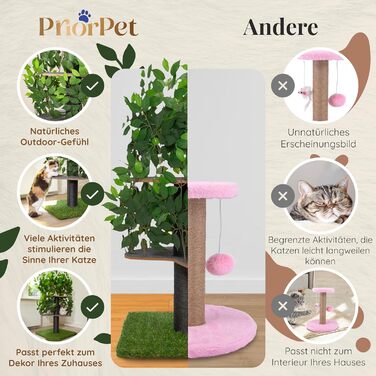 Дерево для котів Kratzbaum Natur - велике, багатоярусне, з можливістю заміни листів, безпечні матеріали, 120 см