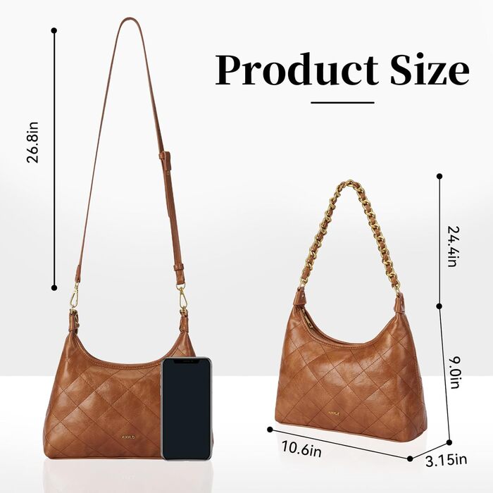 Сумка жіноча через плече крос-боді з PU шкіри, міні Hobo Bag ретро, коричнева - для побачень, вечірок, прогулянок