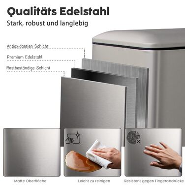 Трюмний смітник для кухні, нержавіюча сталь, 17л, з кришкою та внутрішнім відром