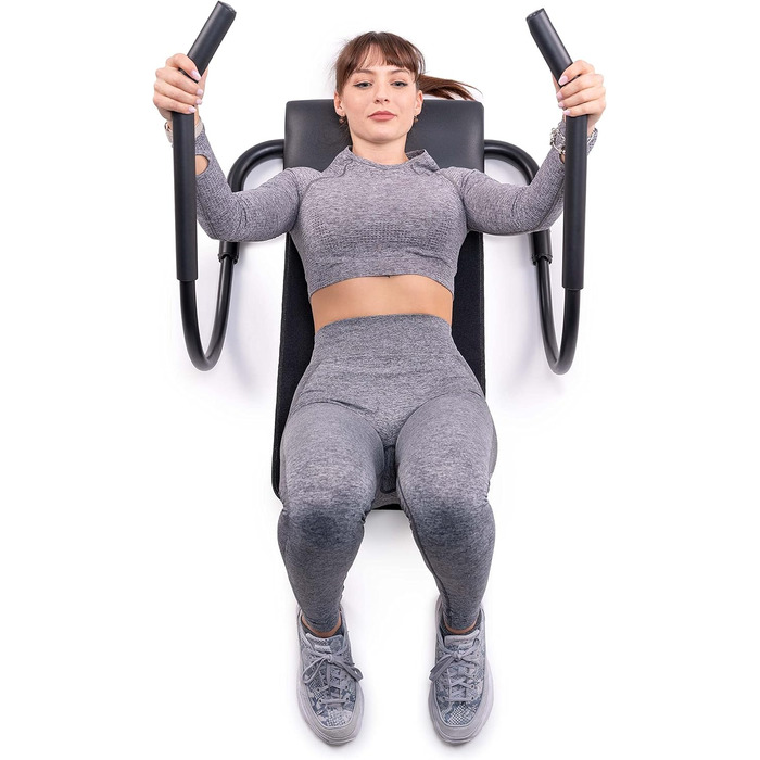 C.P. SPORTS AB Roller - Abdominal Trainer | Professional Ab Roller with Headrest & Mat for Abdominal Muscle Training & Fitness | Steel pipe black - foldable - space-saving for abdominal workout at home