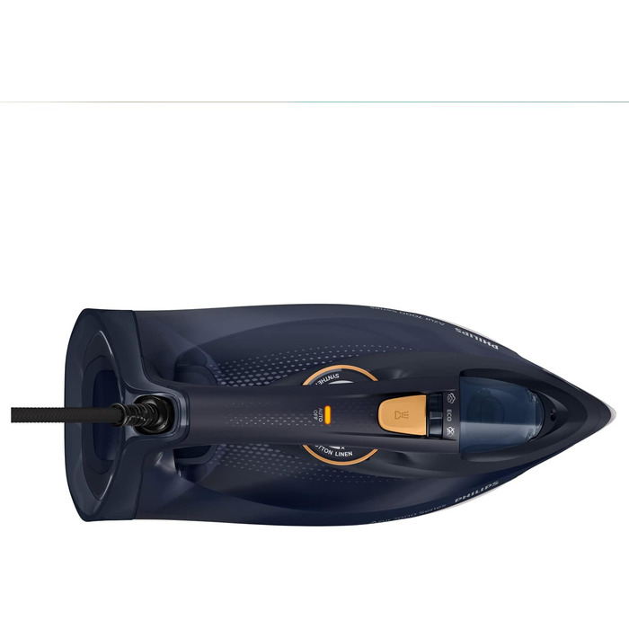 Philips Azur 7000 Series Steam Iron - 3000W, 55 g/min Continuous Steam, 250 g Steam Boost, Vertical Steam, SteamGlide Elite Soleplate, Dark Blue/Yellow (DST7060/20) 250 g Steam Boost 55 g continuous steam Dark Blue
